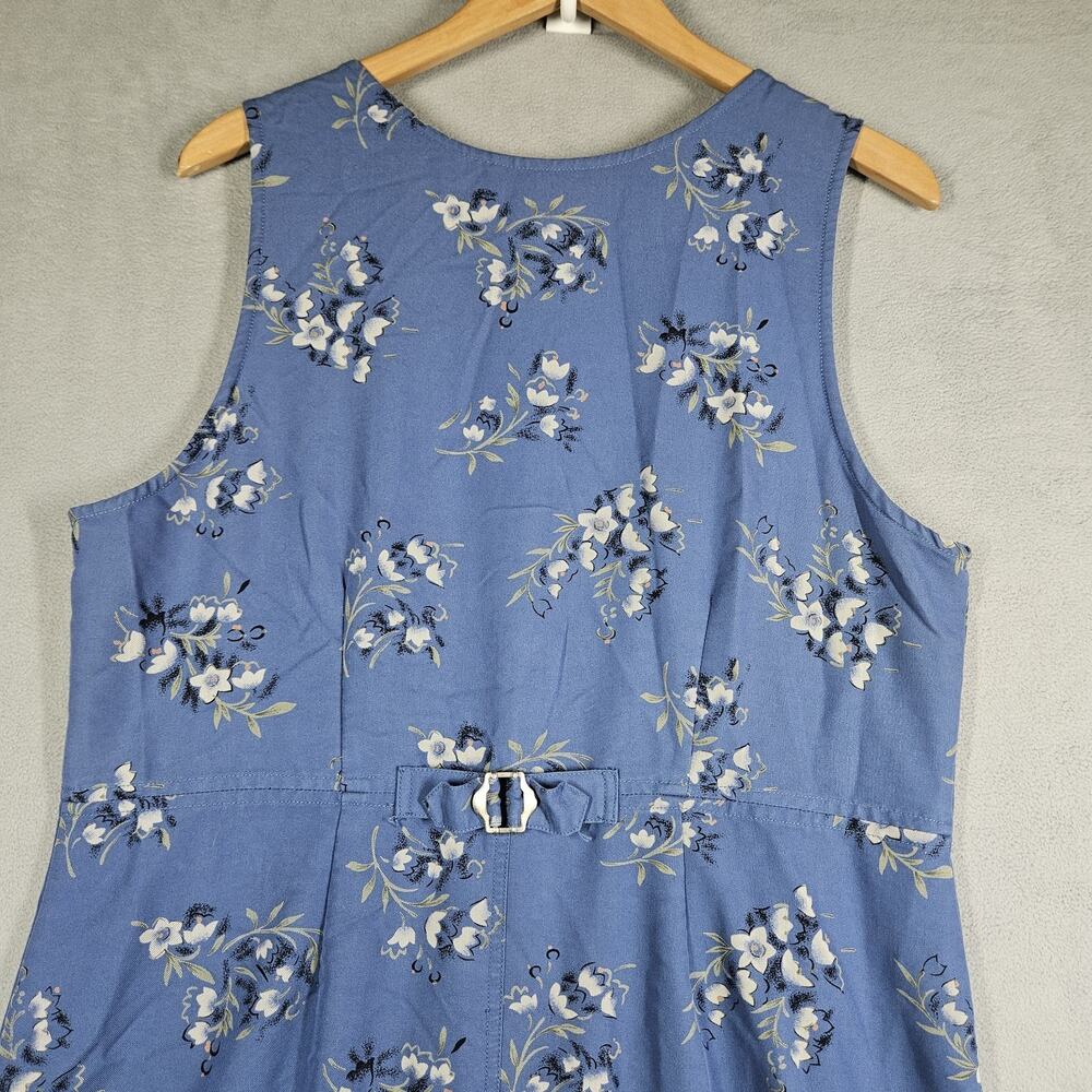 Directives Maxi Dress Womens L Blue Floral Cottagecore Prairie Button Down 90s - Picture 6 of 12